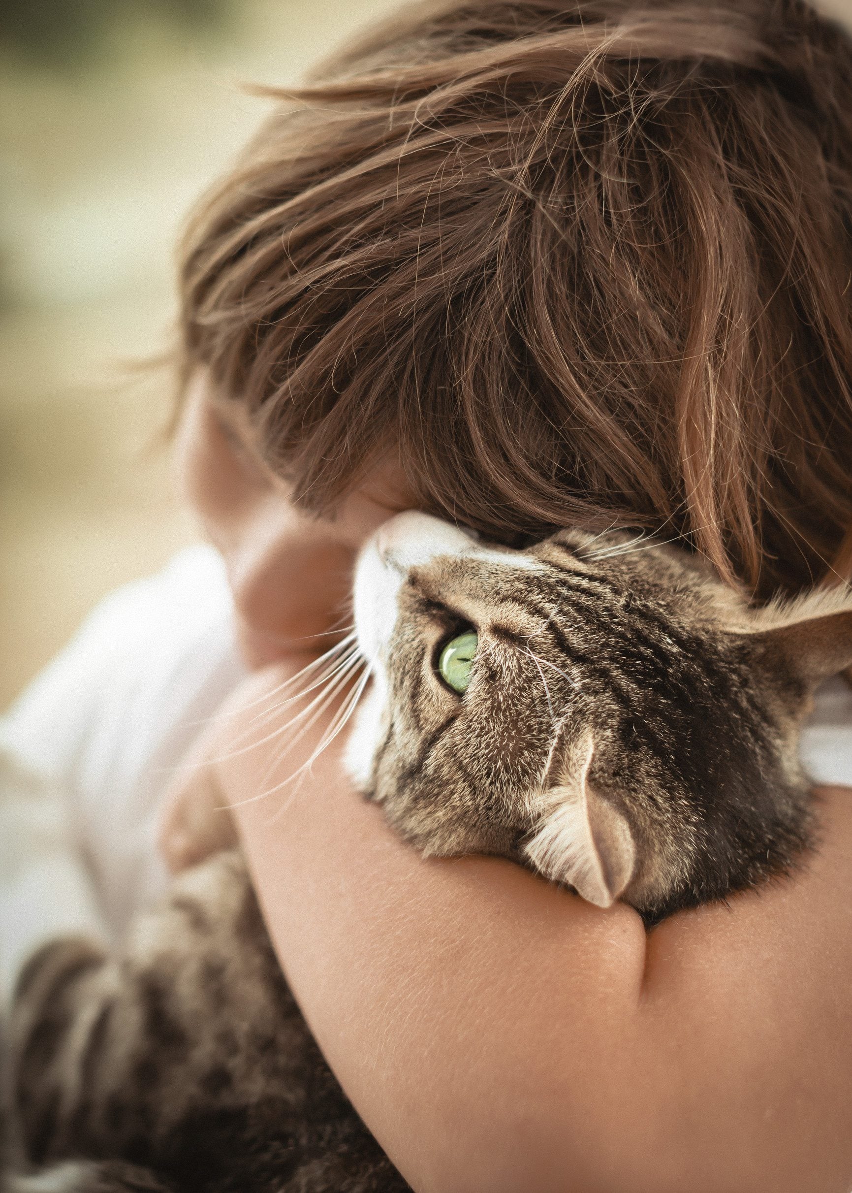 A child hugging an emotional support animal in Jackson.
