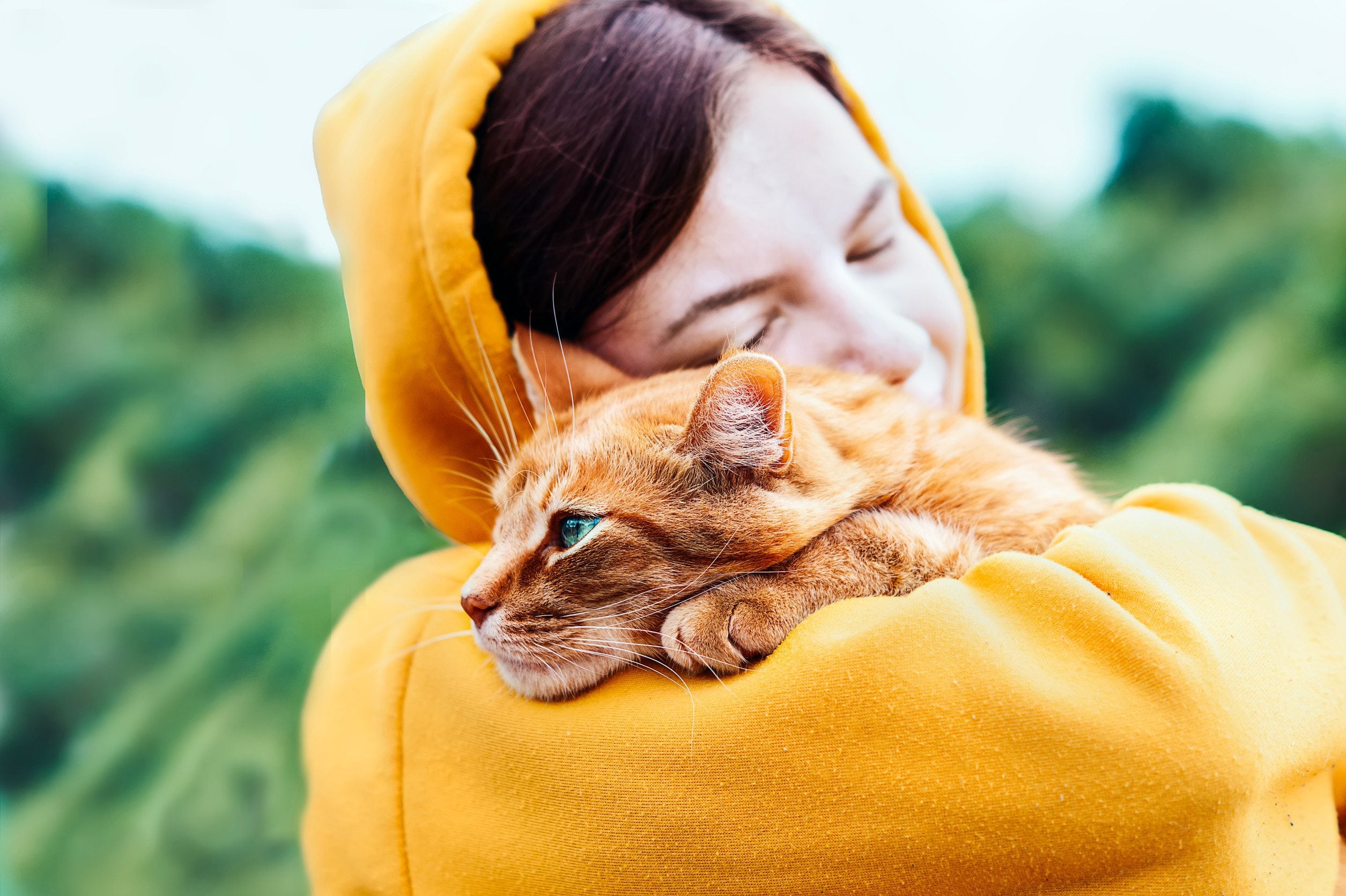 A woman hugging her emotional support animal in Orlando, FL.