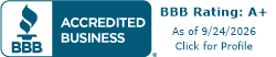 BBB Accredited Business, A+ rating